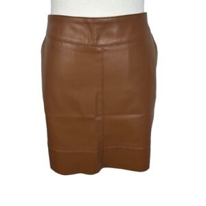 Elegant Brown Faux Leather Skirt